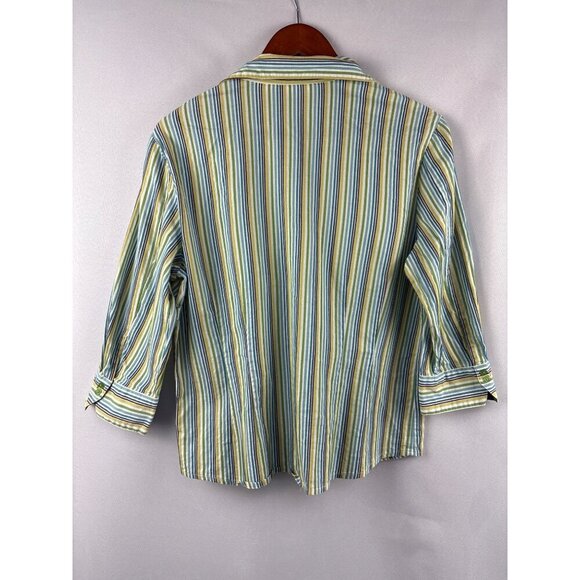 St. Johns Bay Petite Large Striped Button-Down Shirt - Picture 4 of 4